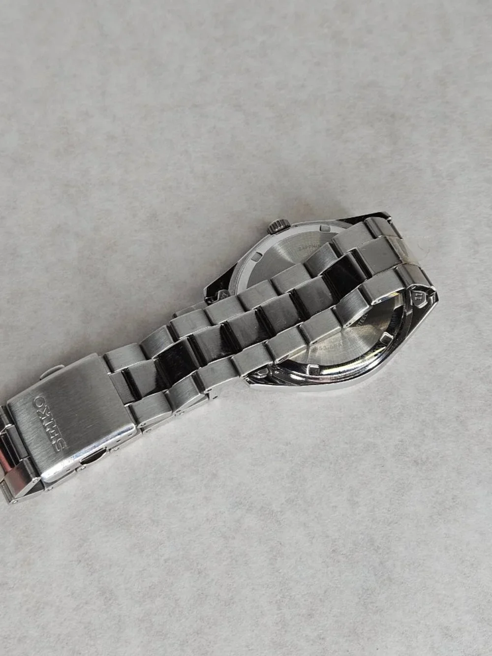 Seiko 6N53-00A0 Black Face Crystal Date Stainless Steel Watch